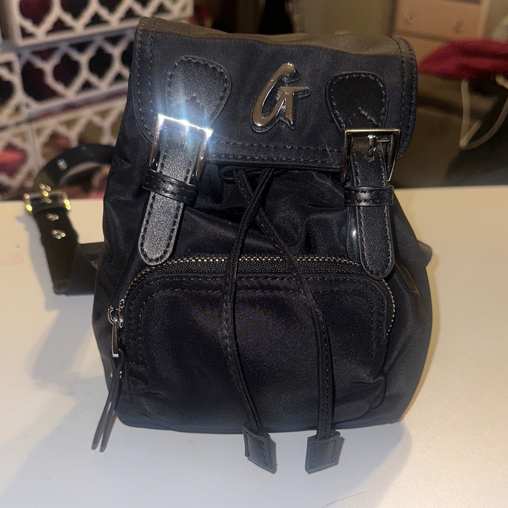 Glamaholic Black Mini Backpack with Silver Accents